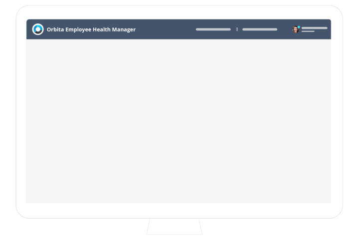 Dashboard animation graphic for Orbita for Employee Health Manager webpage Orbita for Employee Health Manager webpage featuring dashboard animation graphic
